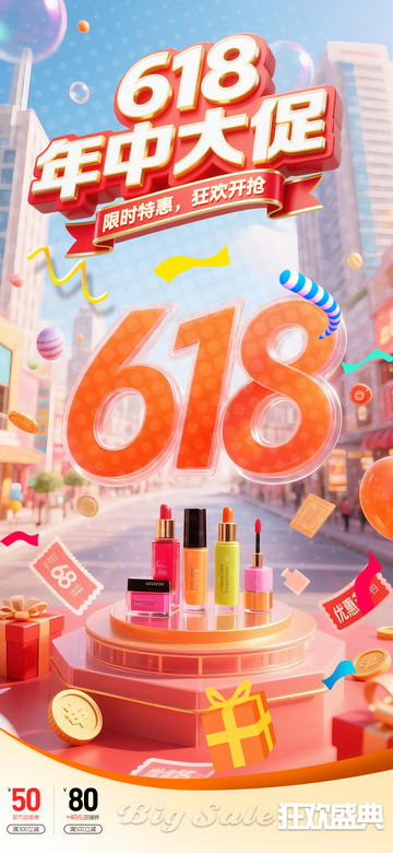 618大促化妆品促销海报设计素材