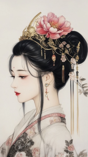 手绘古代女子插画