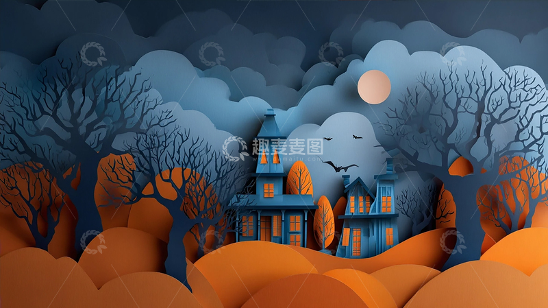 高清大图下载【趣麦麦图】蓝色梦境中的幽暗森林