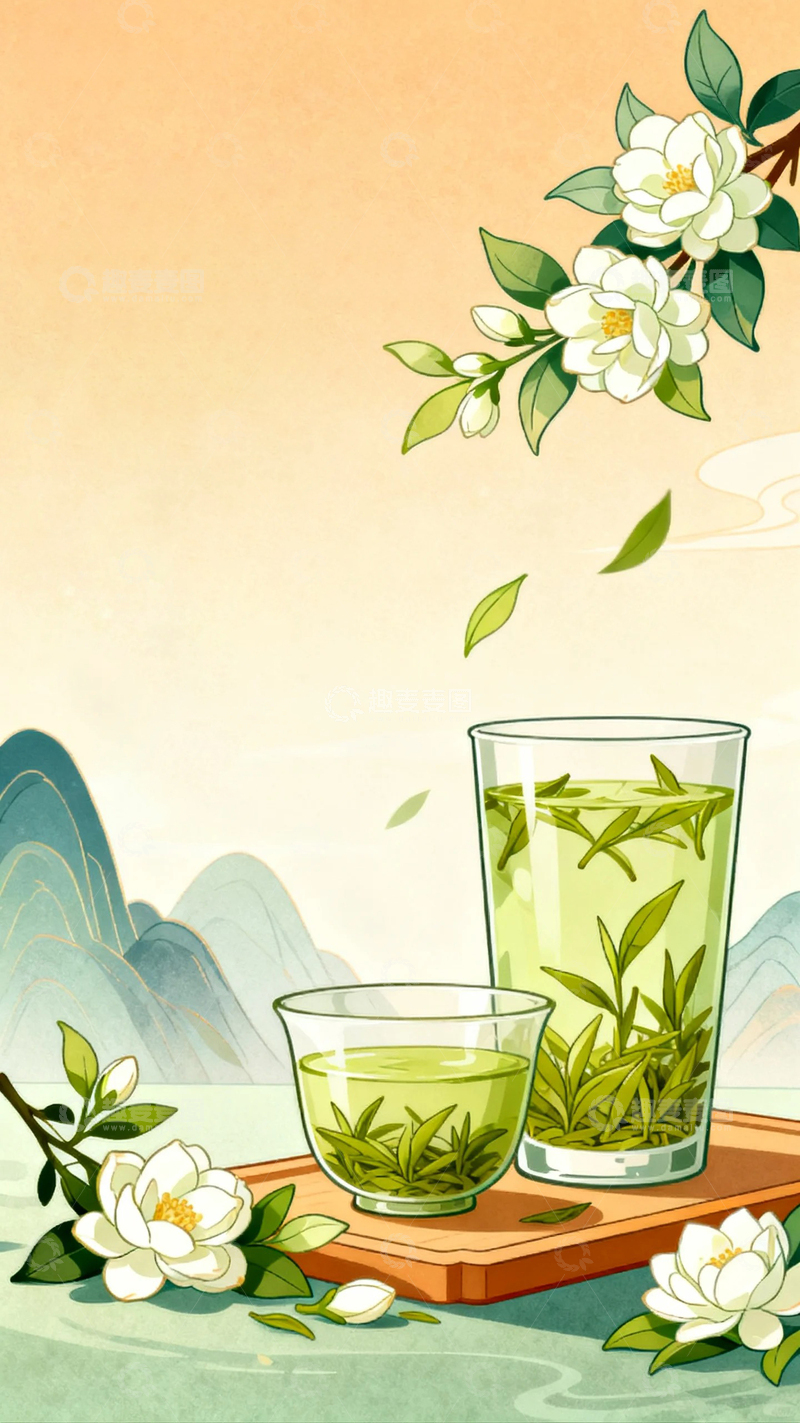 高清大图下载【趣麦麦图】茉莉花茶绿茶04
