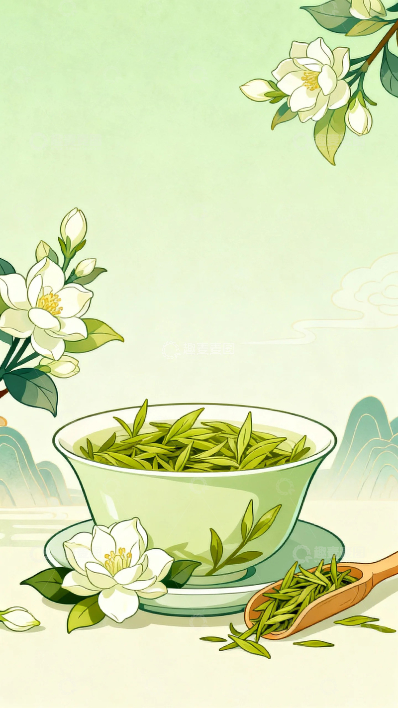 高清大图下载【趣麦麦图】茉莉花茶绿茶03
