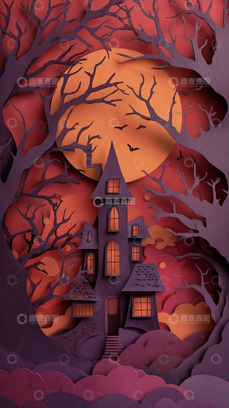 高清大图下载【趣麦麦图】幻想夜晚的鬼屋