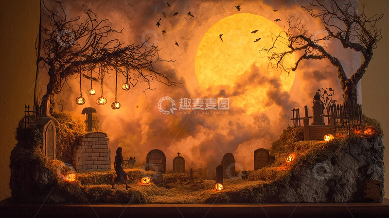 高清大图下载【趣麦麦图】阴森恐怖的月光墓园