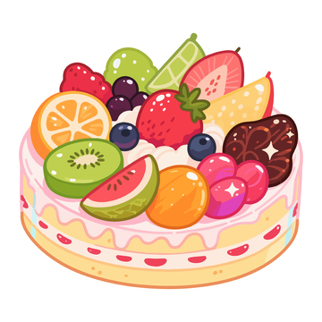 卡通水果蛋糕甜品插画