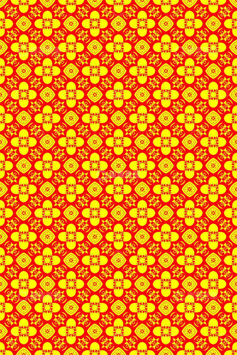 红黄色几何花纹无缝图案23