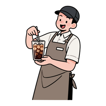 咖啡店员工服务卡通插画