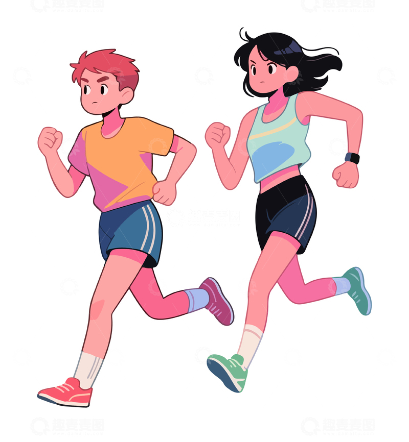 源文件下载【趣麦麦图】跑步运动健身人物插画8