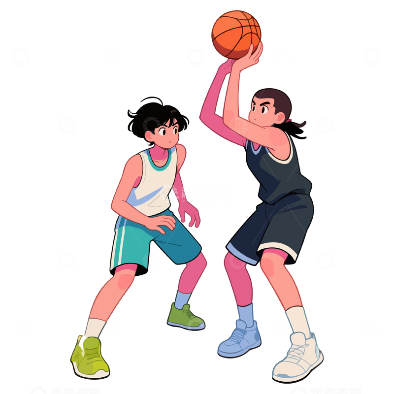 源文件下载【趣麦麦图】篮球运动健身人物插画3