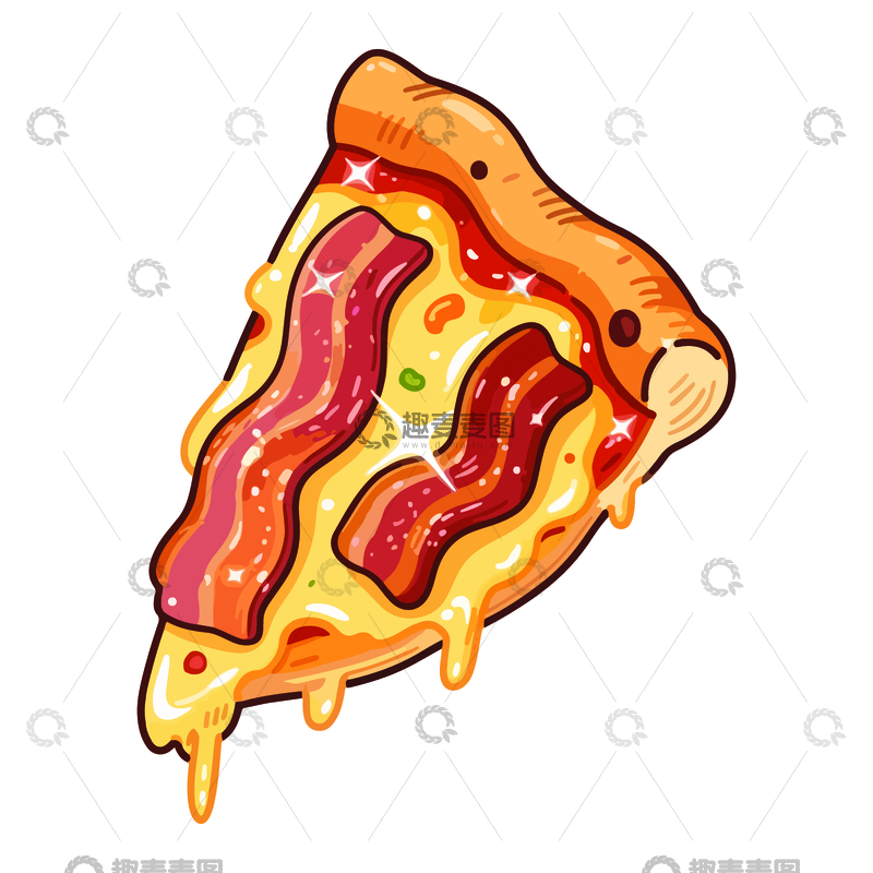 源文件下载【趣麦麦图】卡通比萨饼美食插画设计素材