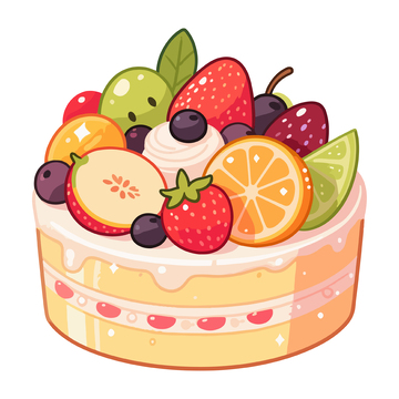 卡通水果蛋糕插画