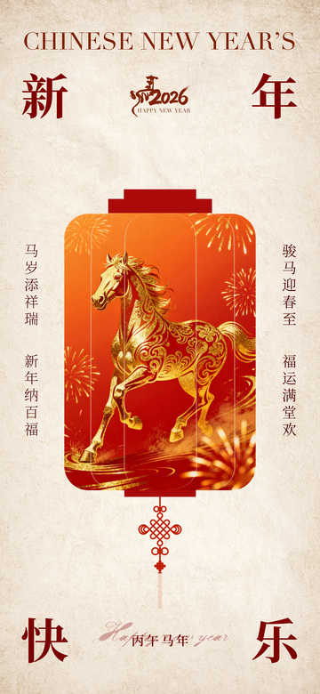 新年贺岁骏马图