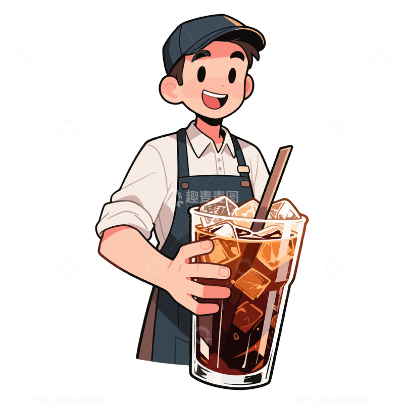 源文件下载【趣麦麦图】卡通咖啡师饮料插画