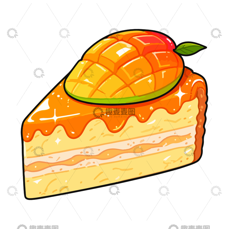 源文件下载【趣麦麦图】卡通芒果蛋糕插画设计素材