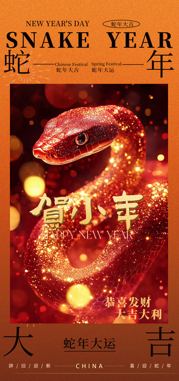 蛇年大吉喜庆海报设计素材