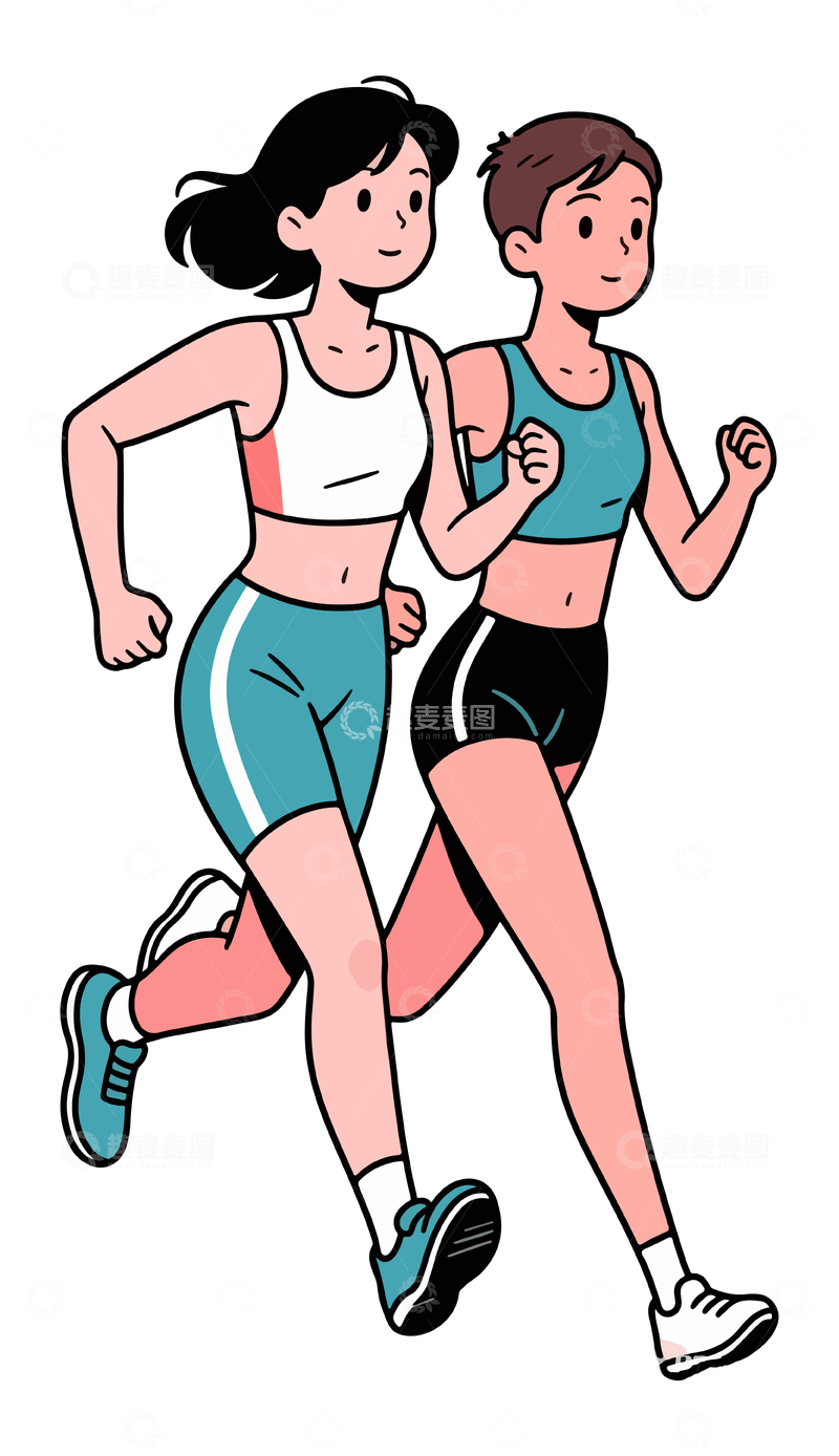 源文件下载【趣麦麦图】跑步运动健身人物插画6