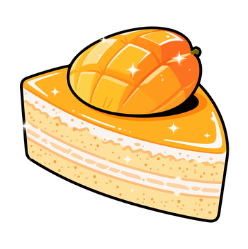 卡通风格芒果蛋糕甜品插画