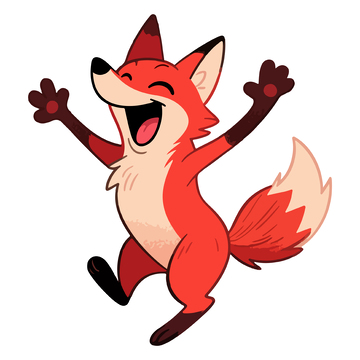卡通红狐跳跃图案插画素材