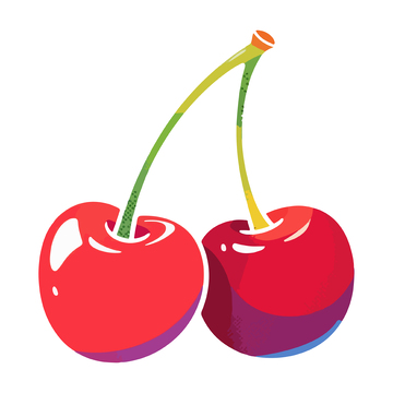 彩绘樱桃卡通矢量插画