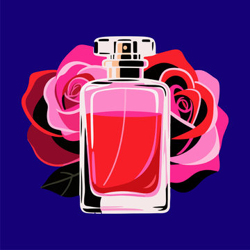 玫瑰香水插画设计