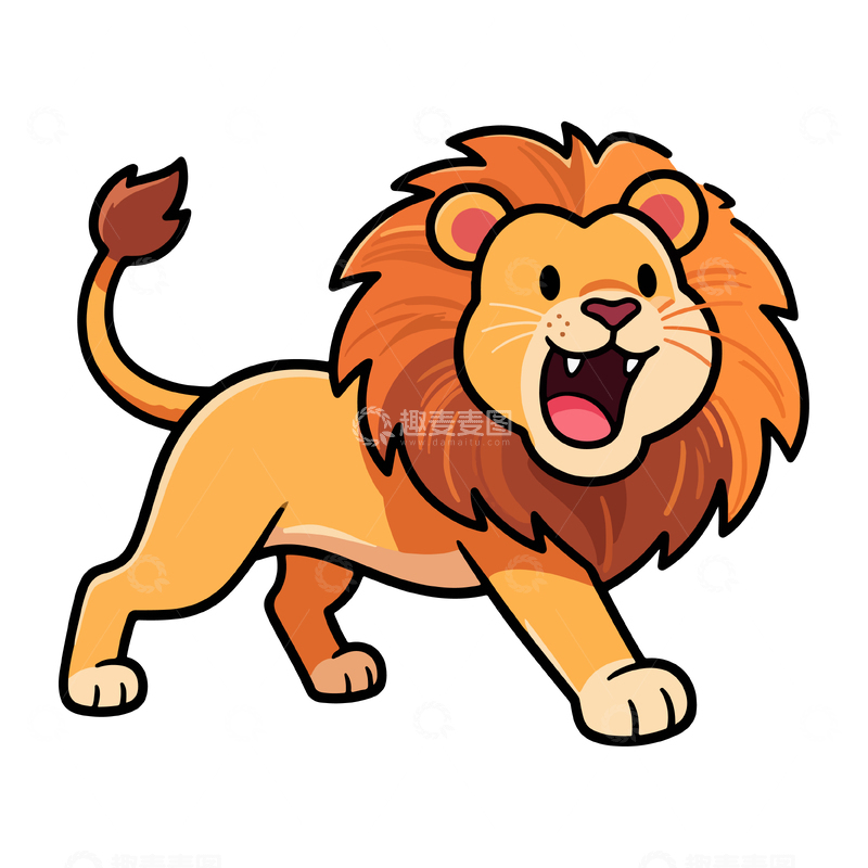 卡通狮子矢量插画素材
