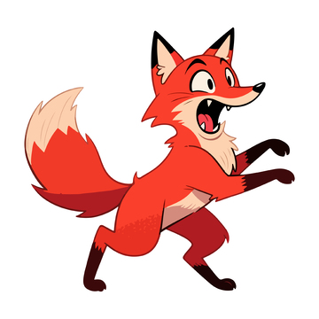 卡通红狐狸奔跑矢量图
