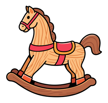 卡通木马玩具插画