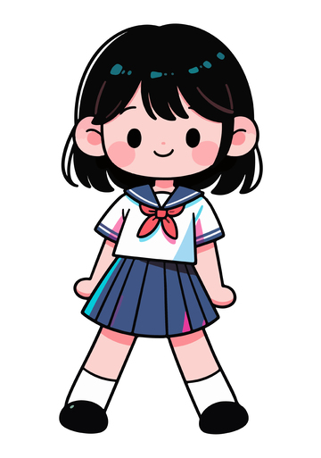 卡通校服少女插画素材