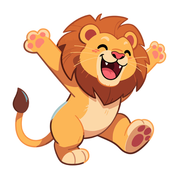 卡通狮子欢快奔跑矢量素材