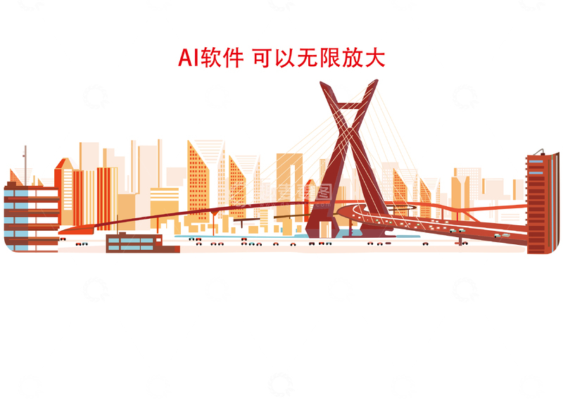 城市线稿矢量图