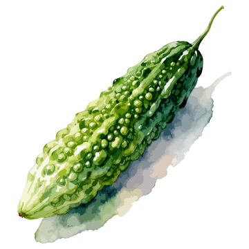 水彩风格绿色苦瓜插画素材