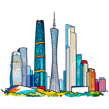 上海地标建筑群插画