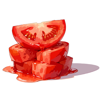 水彩画番茄块美食插画素材