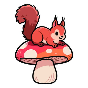 卡通松鼠蘑菇矢量素材