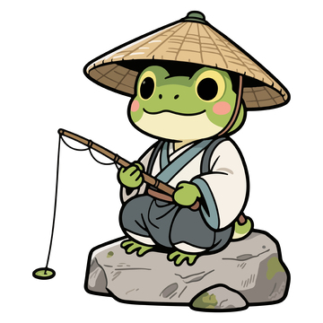 卡通青蛙垂钓插画