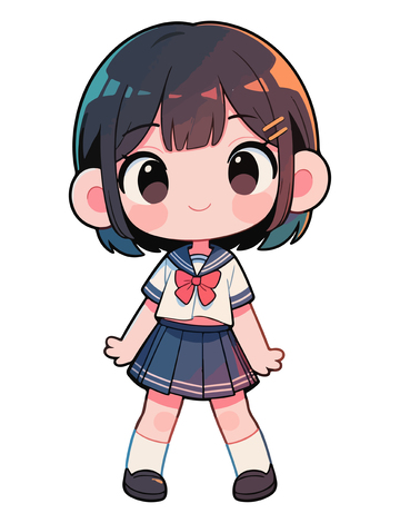 卡通校服女孩动漫形象设计素材