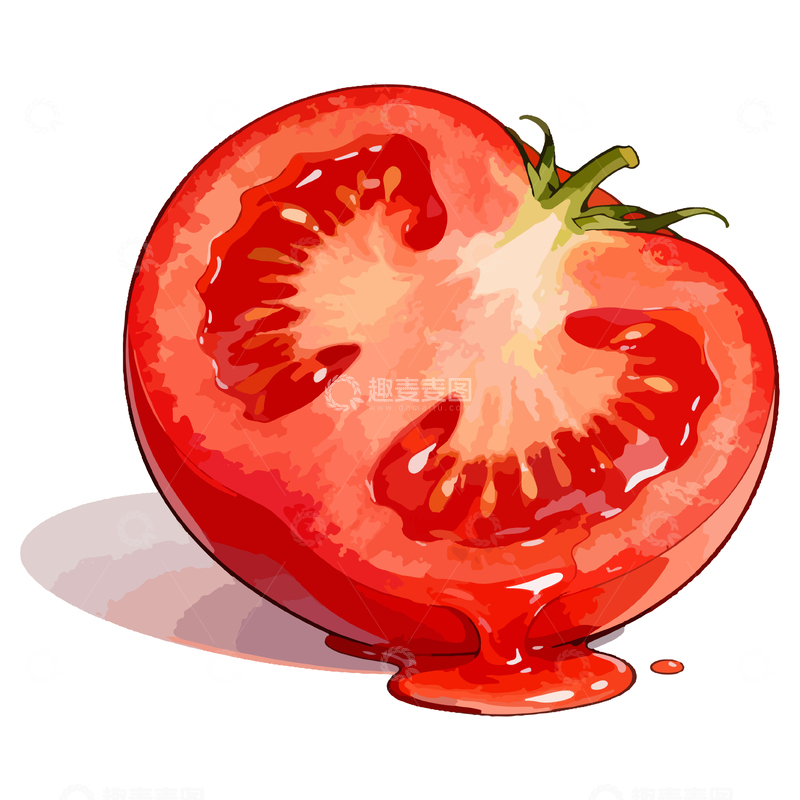 源文件下载【趣麦麦图】鲜艳番茄插画设计素材
