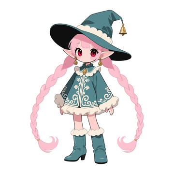 可爱动漫小魔女卡通形象插画