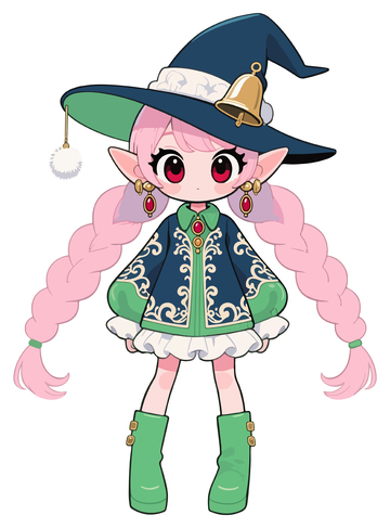 可爱动漫女巫女孩卡通形象设计素材