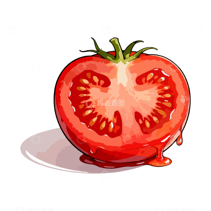 源文件下载【趣麦麦图】-插画风格番茄水果设计元素