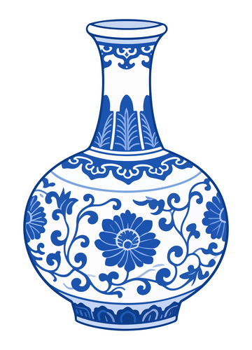青花瓷瓶图案设计元素