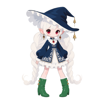 可爱小巫师动漫插画素材