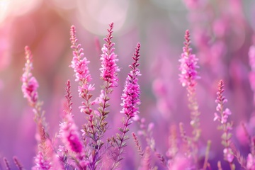 田野里生长的粉色花棒植物