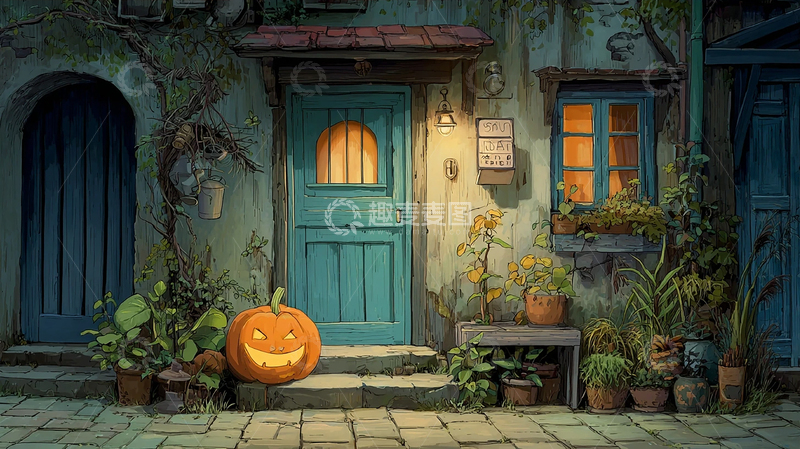 高清大图下载【趣麦麦图】梦幻南瓜灯的万圣节夜