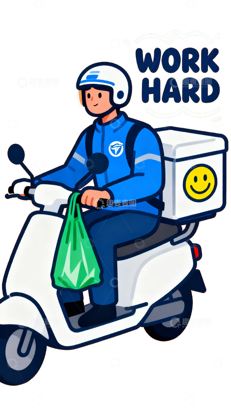 高清大图下载【趣麦麦图】-卡通插画外卖员