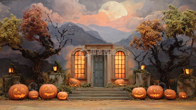 高清大图下载【趣麦麦图】梦幻鬼屋南瓜装饰