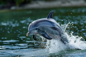 跃出水面的一只海豚
