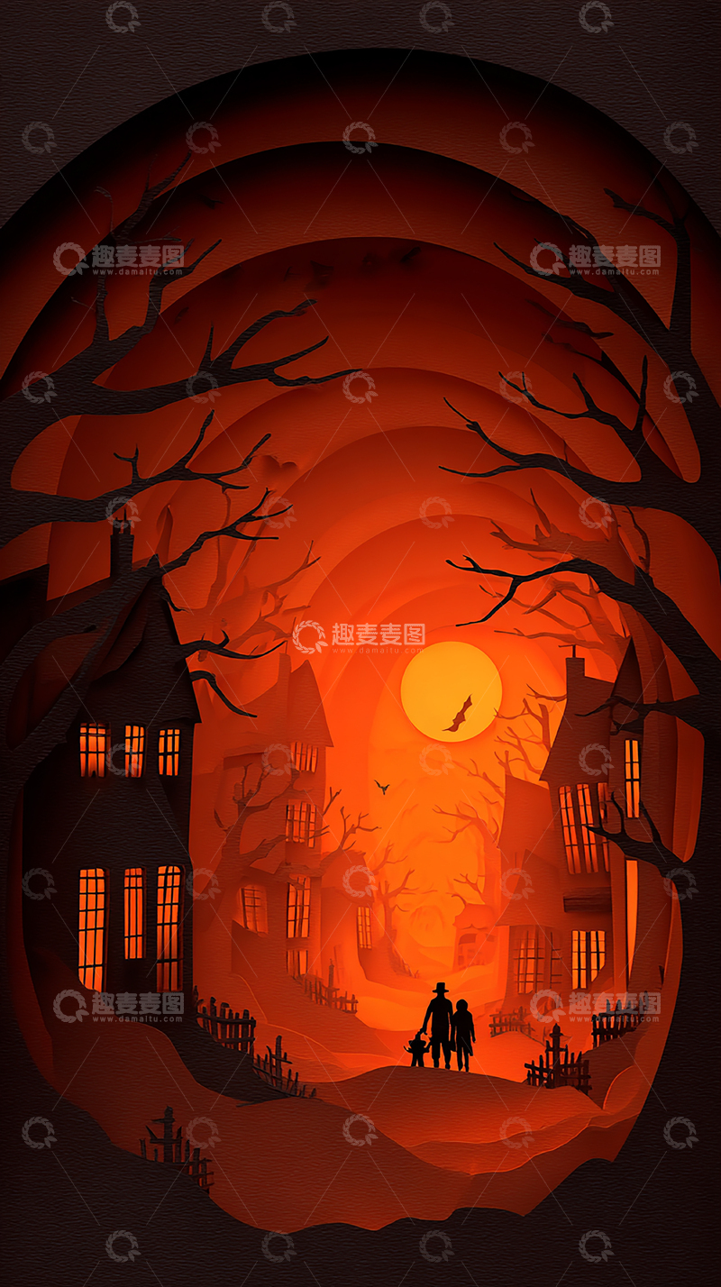 高清大图下载【趣麦麦图】恐怖城镇夜景