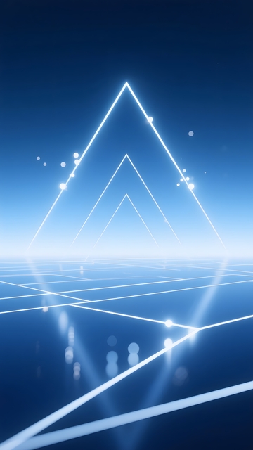 蓝色几何科技三角光效背景