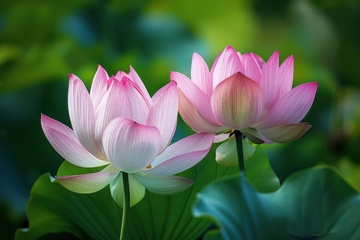 盛开的两朵荷花花卉