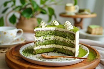 美味的抹茶奶油蛋糕